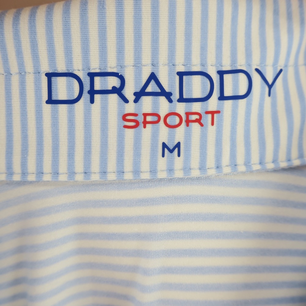 B. Draddy Sport Golf Polo Shirt Mens Medium Blue White Striped - Picture 7 of 8
